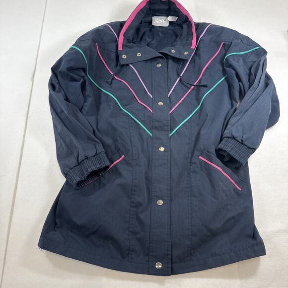 Blair Jackets & Blazers - Vtg 80s 90’s Blair Womens Navy Retro Pastel Piping Jacket Sz Large